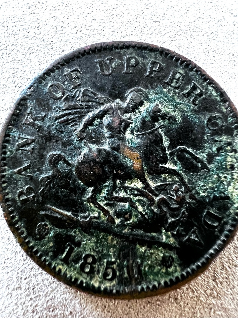 Vintage 1851 Province of Canada One Penny Bank Token Bank of Upper Canada Coin